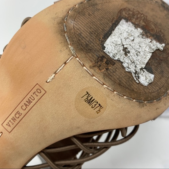 VINCE Camuto EVEL Brown Caged Sandal Stacked Block Heel Open Toe Womens Size 7.5 - Picture 7 of 7